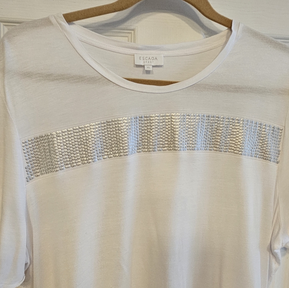 Escada White Top with Subtle Silver Details